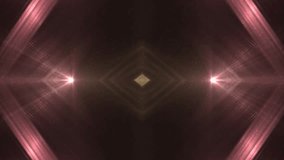 VJ Fractal red kaleidoscopic background. Background gold motion with fractal design. Disco spectrum lights concert spot bulb. Light Tunnel. Seamless loop.