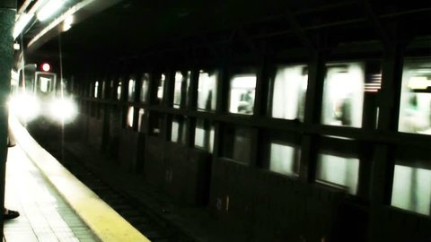New York City subway train arrival