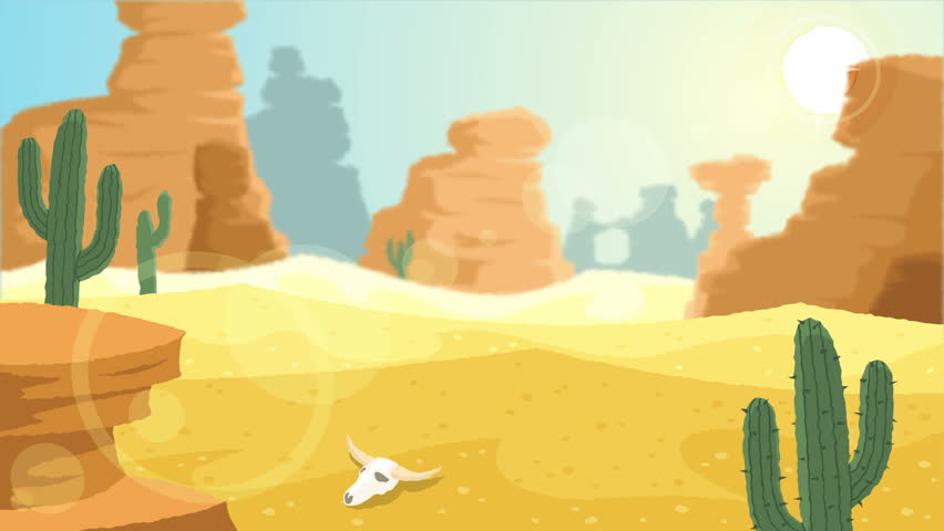 Looping Animation with Desert Landscape. Stock Footage Video (100%