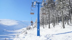 Video of ski lift and ski slope with skiers and snowboarders, Go Everywhere