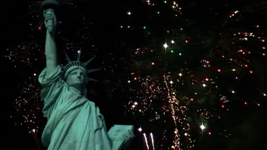 Statue Of Liberty With Fireworks Stock Footage Video 100 Royalty Free Shutterstock