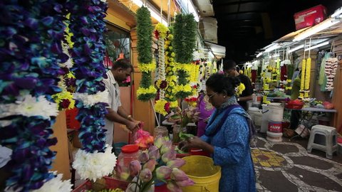 KUALA LUMPAR, MALAYSIA - CIRCA MAY 2011: Little India, flower market on Jalan Tun Sambantham