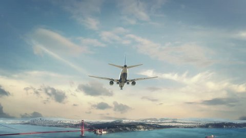 Airplane Landing San Francisco USA