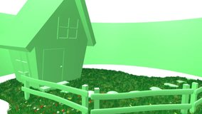 3D rendered and animated BIO-sign with house