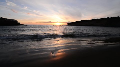 Scenic Canary island beach sunset, establishing