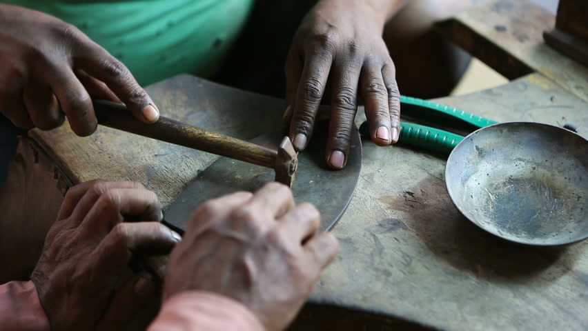 indian jeweler making oriental jewelry workshop Stock Footage Video
