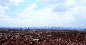 Video footage of aerial view of crowd private residence in Jakarta, Indonesia. Professional shot in 4K resolution