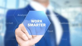 Work Smarter, Businessman working on holographic interface, Motion Graphics - Powered by Shutterstock - Get 15% off with code: PIKWIZARD15