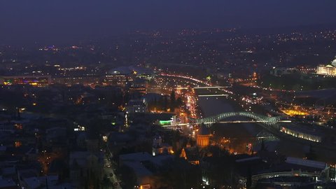 Panoramic view of Tbilisi city in the evening