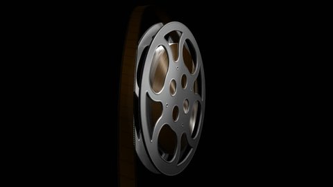 3D film reel animated as a sketch style cartoon