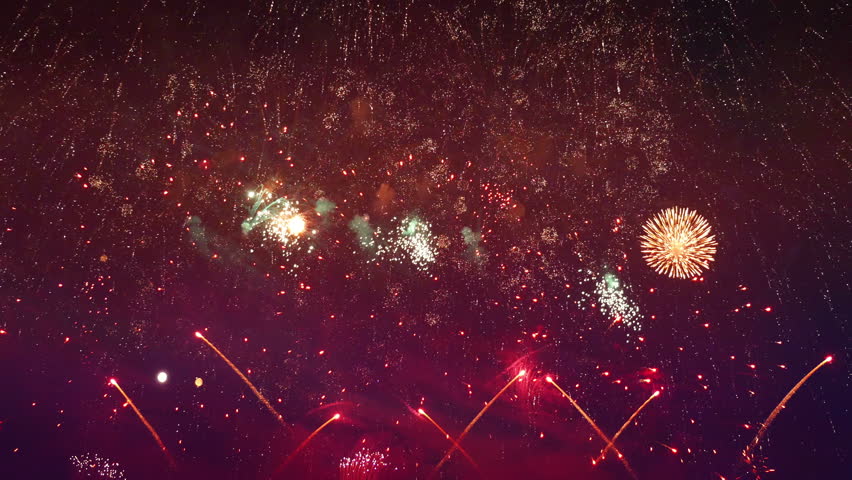 High quality video of happy new year 2017 fireworks in 4K