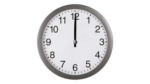 Animated clock counting down 12 hours over 30 seconds. Seamlessly loops. Time lapse.