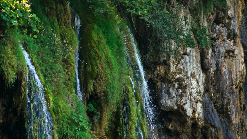 Picturesque waterfalls scenery in Plitvice Lakes National Park, Croatia