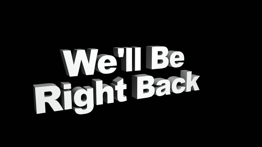 3d text "we'll be right back": стоковое видео (без лицензион...
