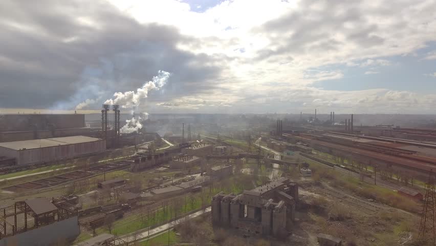 aerial view industrial steel plant sleel Stock Footage Video (100% ...