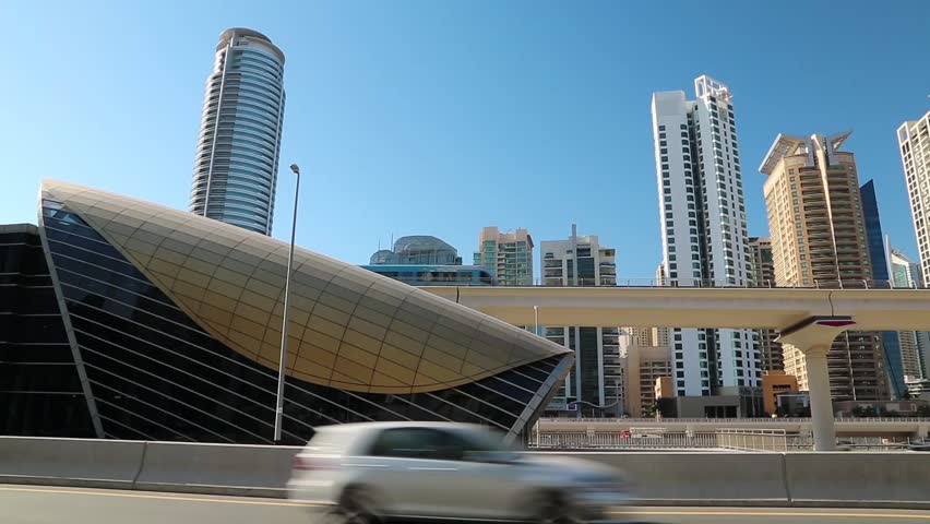 Dubai metro, United Arab Emirates. Dubai Marina - district in heart of what has become known as New Dubai. Dubai Marina - the largest man-made marina in the world