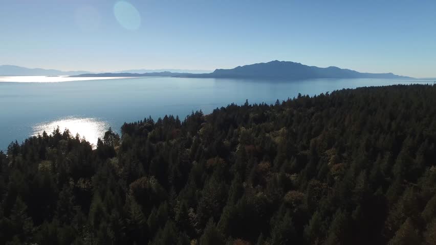 Aerial Fly Over Shot of Hornby Island, BC