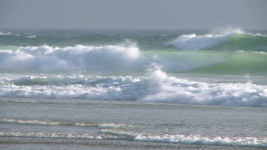 Large waves crashing on the beach