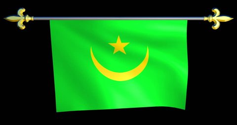 アザド・カシミール国旗; 長い比(2:1); 優しく、スタイル化された、非現実的な、揺れ動く、揺れ動く; アルファチャンネルを使用したシームレスなループアニメーション; 4Kで見えるすてきな織物柄