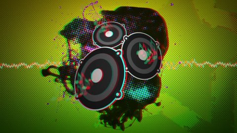 Anaglyph Stereoscopic 3D Music Themed Animation - Bass & Drum - Suitable for VJ or Music Events