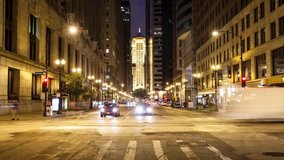 Chicago Urban City Timelapse with Traffic at Night