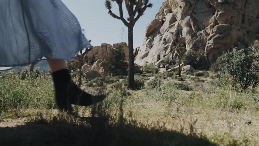 Girl walking in Joshua Tree
