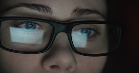 Computer Screen Light Reflect Glasses Close Stock Photo 1218171448 ...