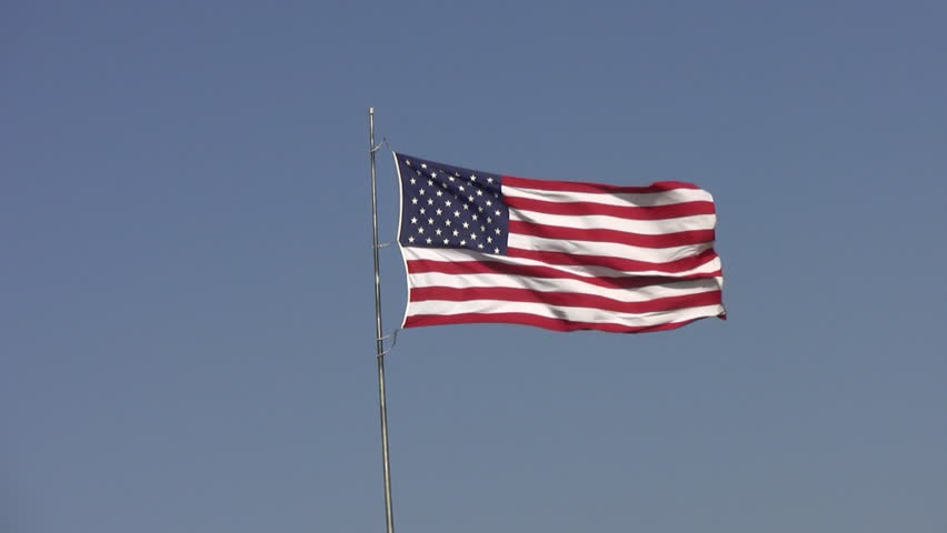 A Large U.s.a. Flag Fluttering Stock Footage Video (100% Royalty-free