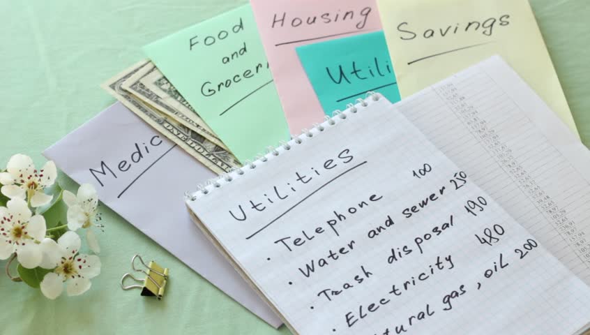 Household budget category for utilities include gas, electricity, water and sewage, land line and cell phone payments, cable television and Internet access Royalty-Free Stock Footage #25842014