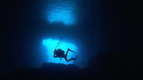 cave dive underwater diving blue scuba divers exploring