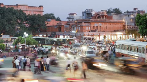 RASJASTHAN, INDIA - CIRCA MAY 2011: Traffic congestion and street life in the City of Jaipur