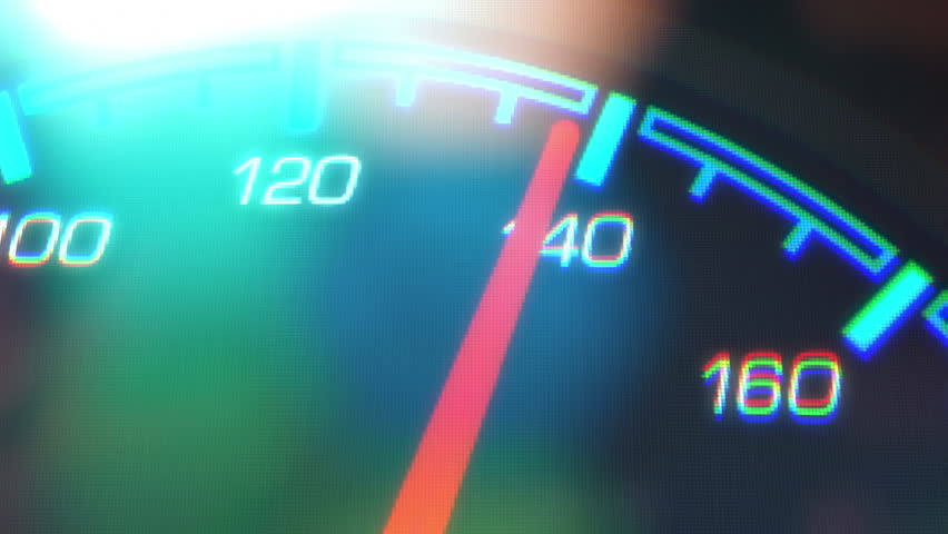 Speed. Abstract night driving montage. Fast-paced animation, featuring lights leaks, a speedometer, and long exposure time lapse traffic. Royalty-Free Stock Footage #25862840