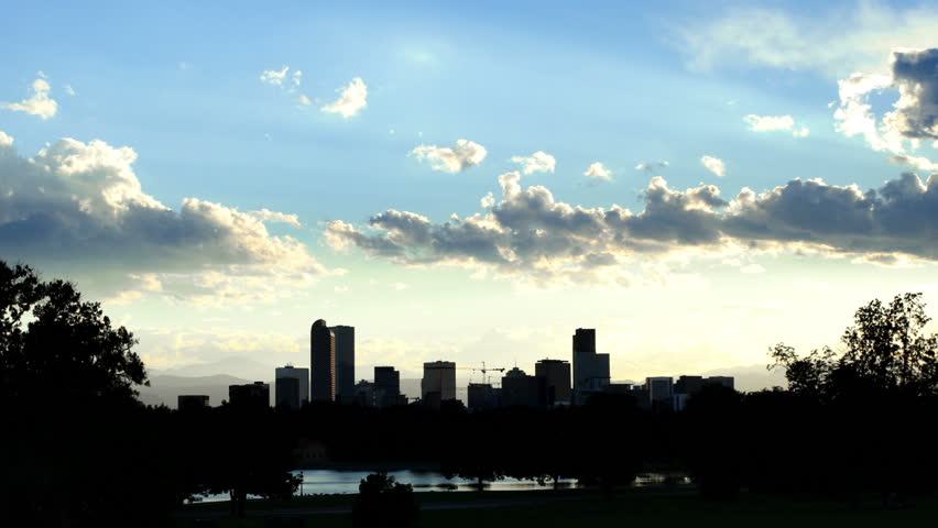 Beautiful sunset over the Mile High City of Denver, Colorado. HD 1080p time