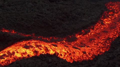 Lava flow from the pacaya volcano in Guatemala