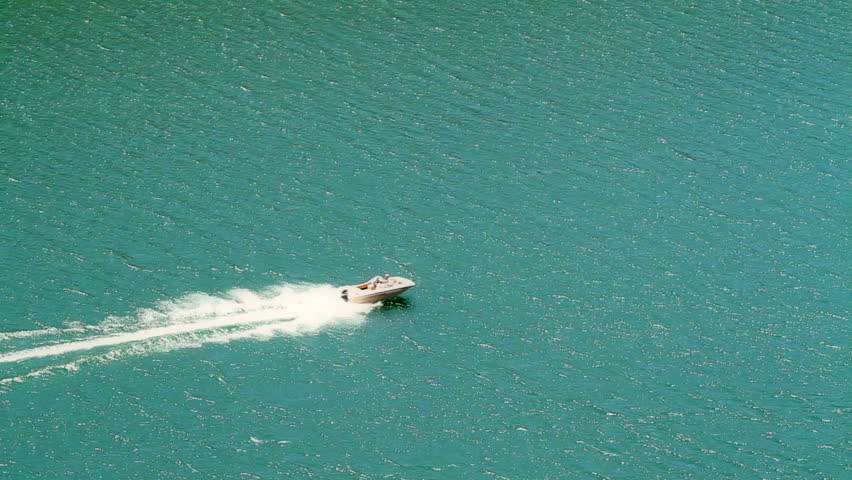 Fast speed boat on beautiful water. HD 1080p.