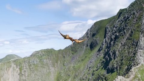 Pteranodon Dinosaurs Fly Attacks Dies Animated Background 3D Rendering: stockvideo
