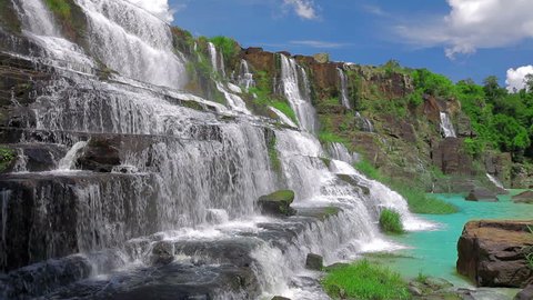 Beautiful Pongour waterfall in Vietnam at sunny day