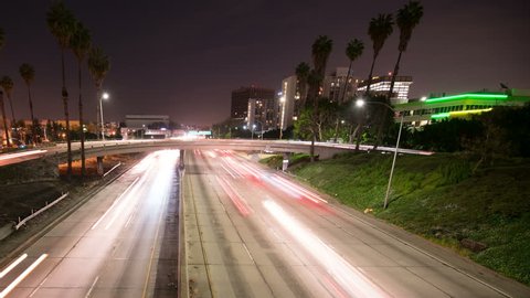 Freeway Traffic in Los Angeles Downtown 14 Time Lapse