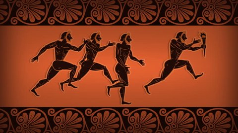 Ancient Greek Runners with Olympic Flame Animation