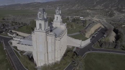 Aerial LDS Mormon Manti Utah Temple- Flat Color Profile for Color Grading