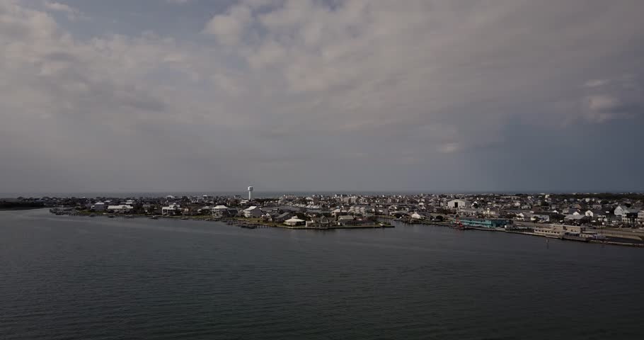 Atlantic Beach NC from Bogue Sound and view of the bridge and causeway.