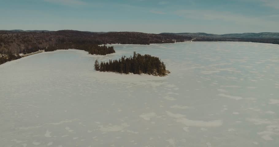 4K Aerial Video Sequence of Algonquin Provincial Park , Canada - The Park at Winter
