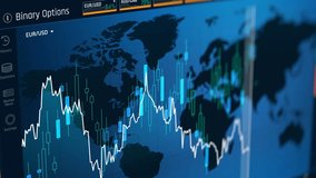 Trading binary option on screen, web interface with financial statistics, prices. Electronic chart with binary option statistics - Powered by Shutterstock - Get 15% off with code: PIKWIZARD15