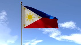 Filipino Flag 3D animation with green screen and blue background,Beautiful waving, FullHD