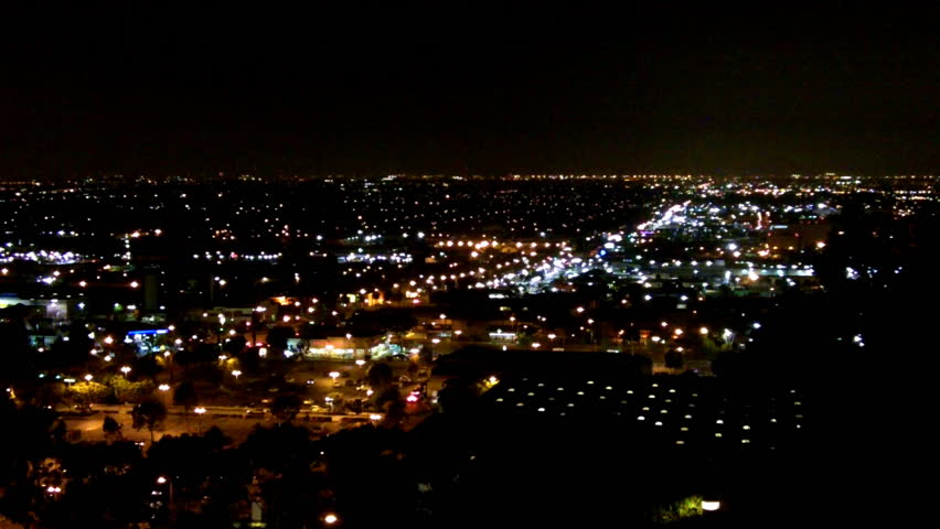 The night city lights of North Long Beach / South Los Angeles as seen from