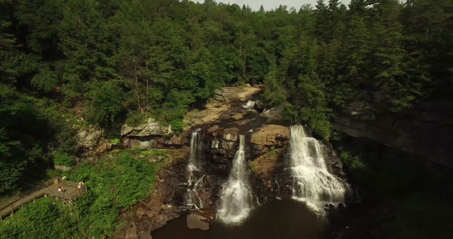 Aerial views of Blackwater Falls State Park in West Virginia in summer.
