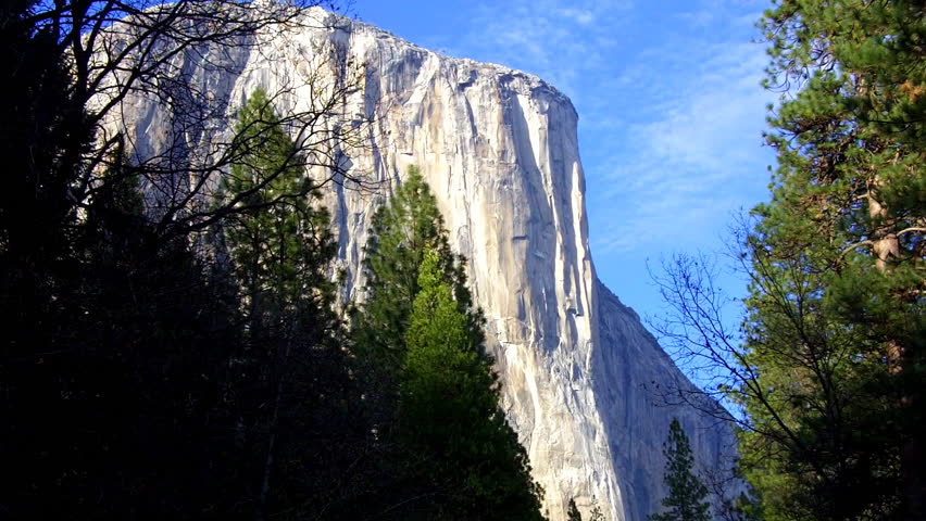 Majestic El Capitan, a favorite of rock climbers as seen through an opening of