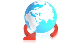 3D animation of earth with arrows for use in presentations, manuals, design, etc.