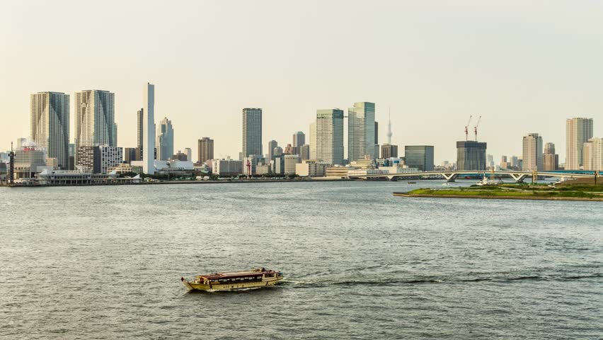 View of Tokyo City and Skytree tower from Tokyo bay