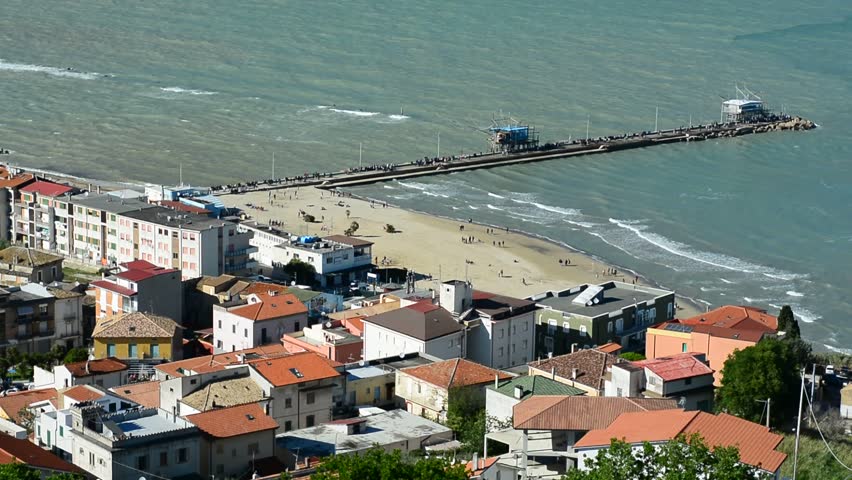Promenade of San Vito Chietino light at sunset, Abruzzo Italy

